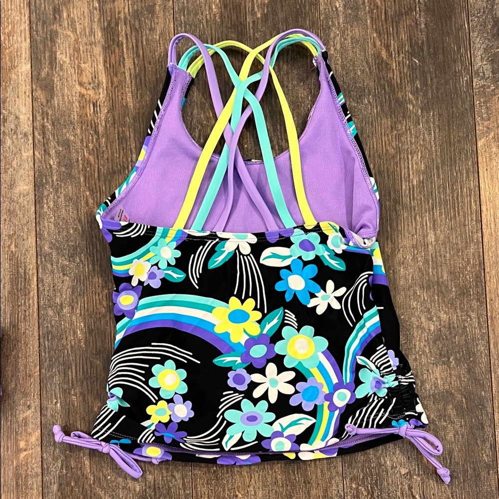 NWOT- ZeroXposur Kids Bikini - Black and Blue Floral - Picture 8 of 10